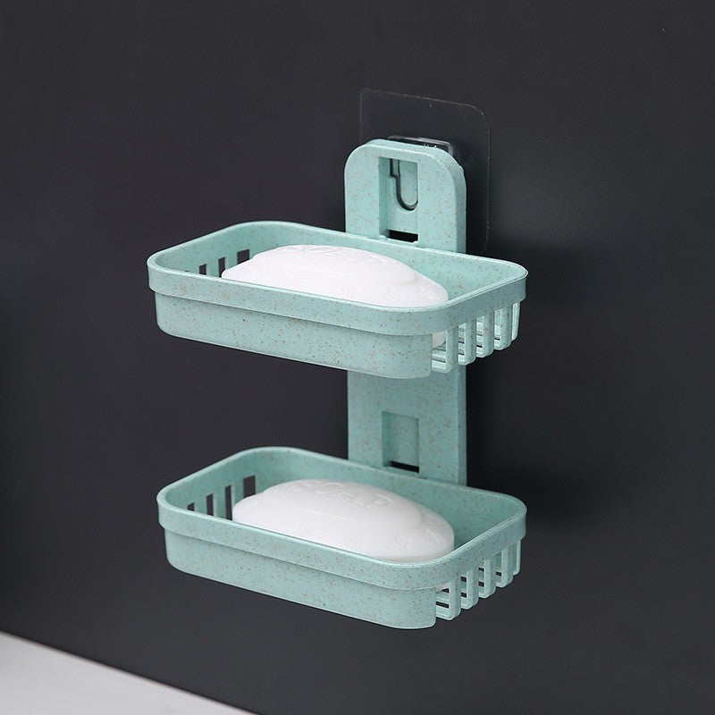 Storage rack soap rack rack, no punching double-layer soap box, non-marking paste