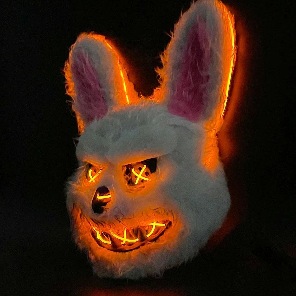 LED Bloody Rabbit Glow Mask – Horror Cosplay Light Up Halloween Mask