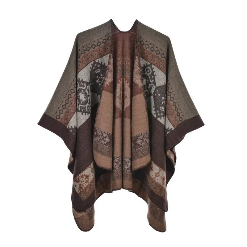 Elegant Womens Cashmere Style Poncho Scarf Warm Winter Shawl Wrap