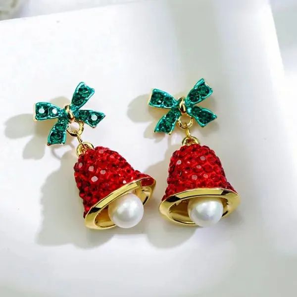 Rhinestone Christmas Light Bulb Drop Earrings