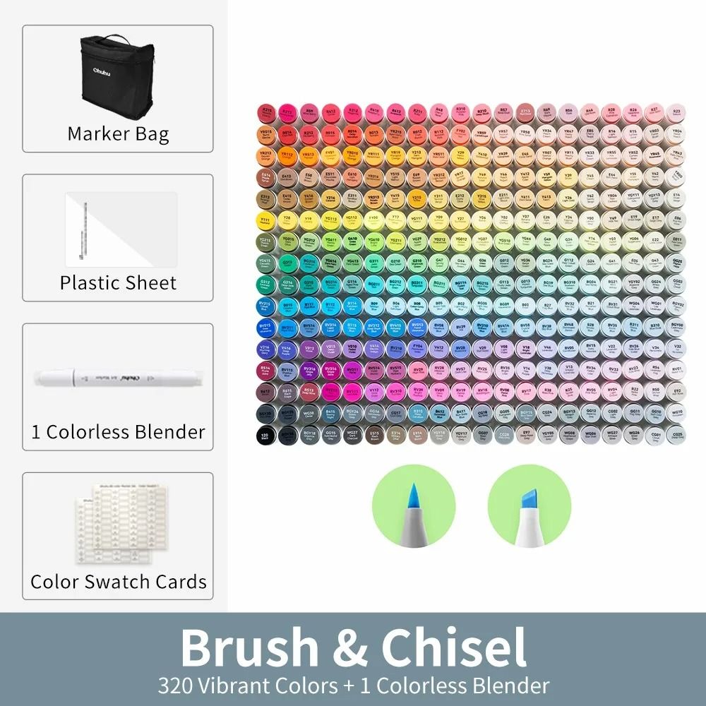 Ohuhu Honolulu 320-Color Master Marker Set - Refillable Alcohol Art Markers