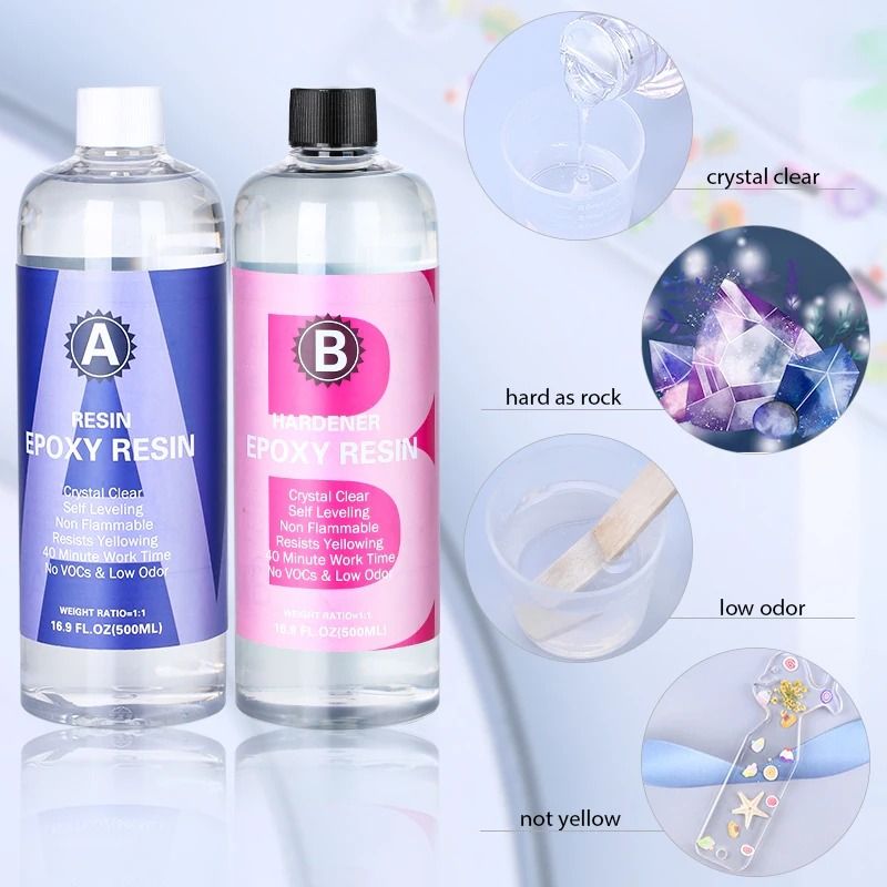 Crystal Clear Epoxy Resin Kit 1 to 1 High Gloss Art Resin for DIY Crafts and Jewelry