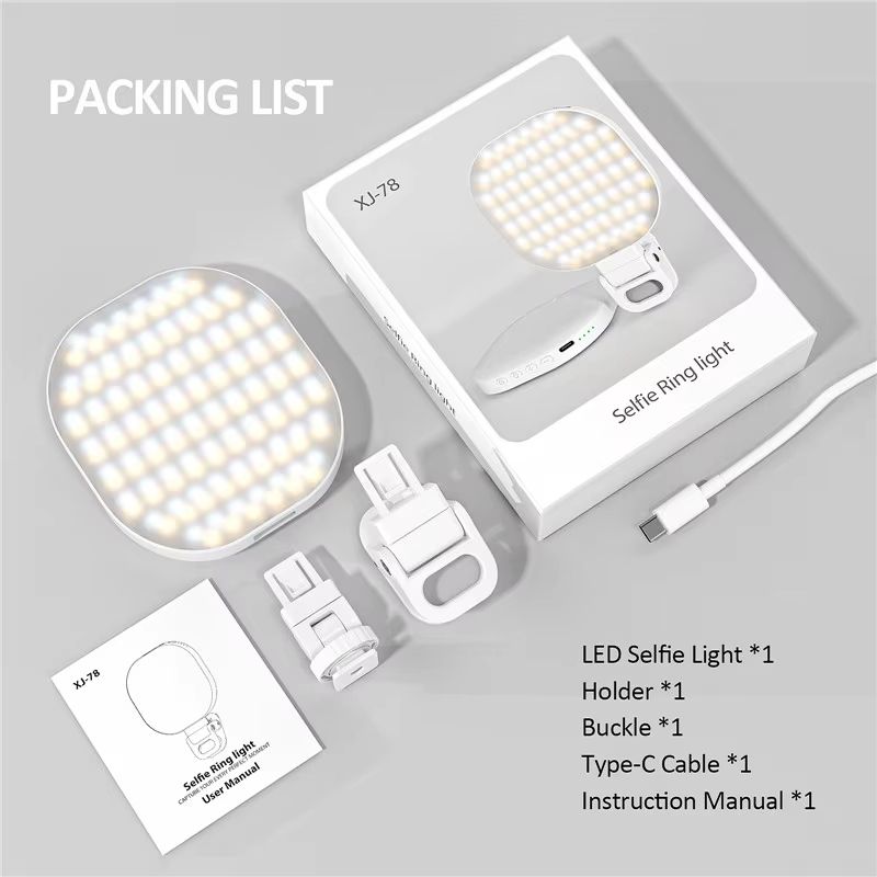Rechargeable Selfie Light Clip On LED Phone Fill Light for TikTok Live Streaming and Video Conferencing