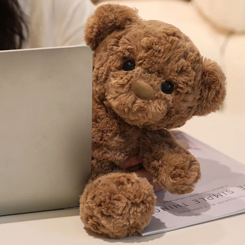 Curly Brown Teddy Bear Plush – Soft Stuffed Bear Toy for Kids & Cozy Room Decor