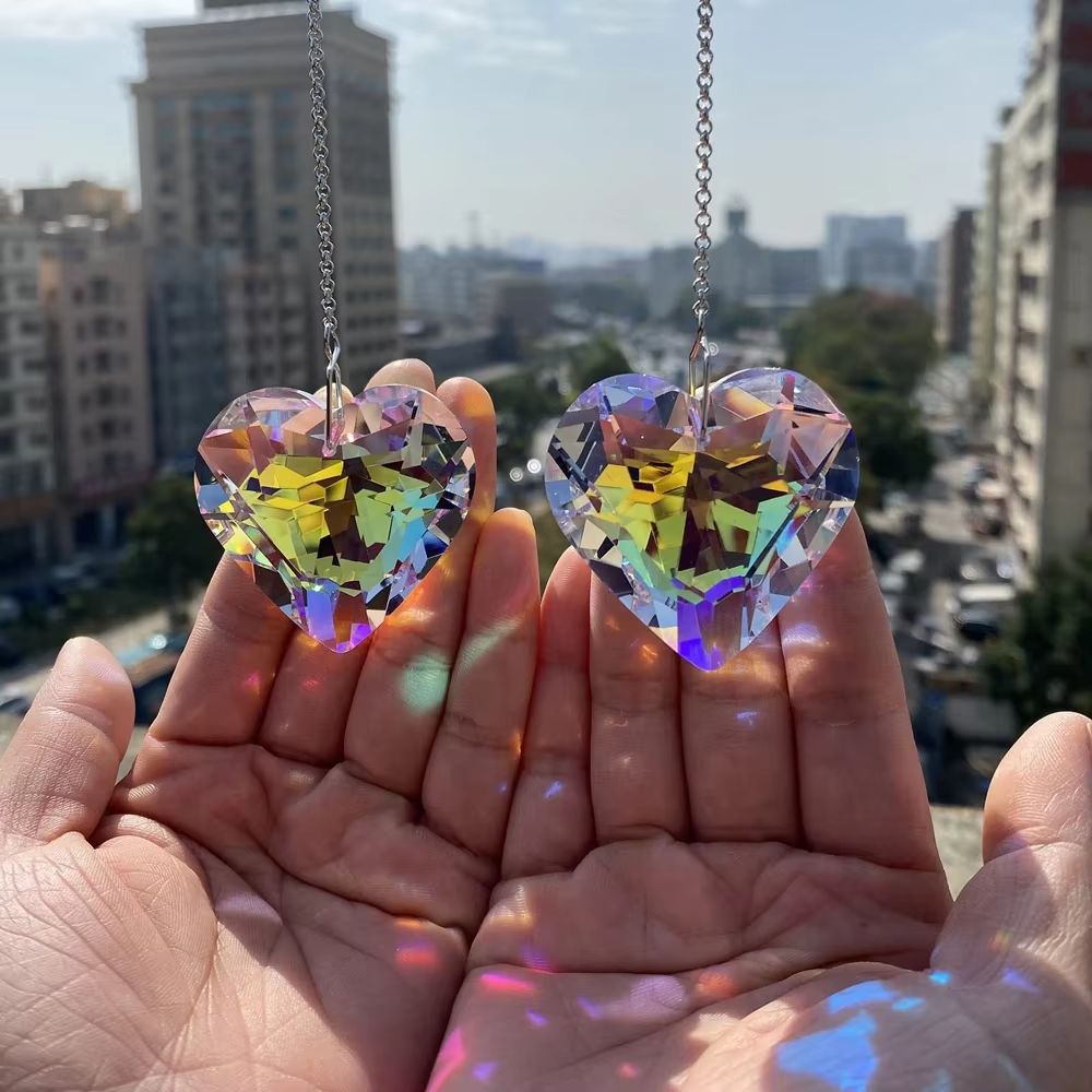 2pcs Crystal Sun Catcher Prism Window Hanging Rainbow Maker Light Reflector Decor