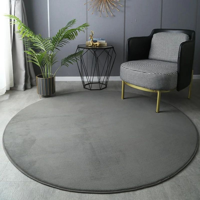Ultra-Soft Round Velvet Rug – Modern Coral Plush Carpet for Living Room & Kids Play