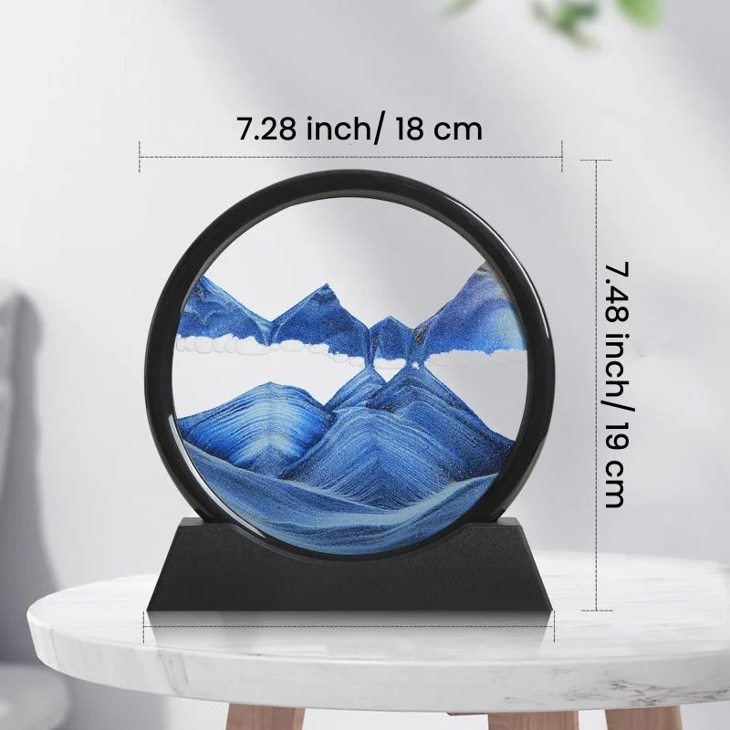 3D Moving Sand Art Hourglass Frame – Round Deep Sea Quicksand Glass Decor