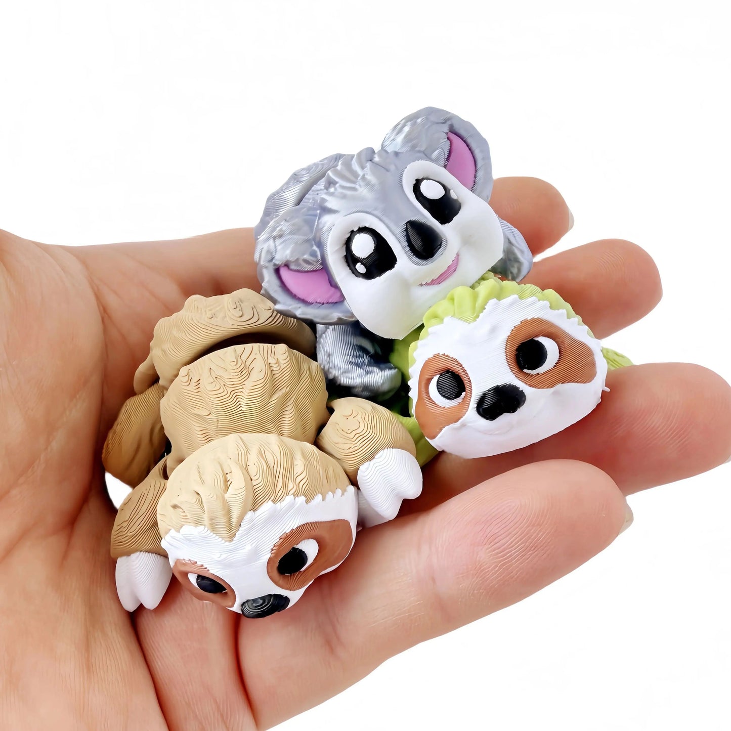 3D Articulated Sloth and Koala Figurines Set