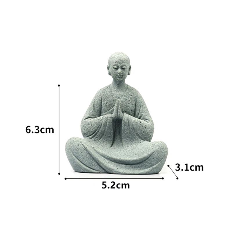 Zen Wishing Monk Resin Figurine – Buddhist Micro Landscape Decor for Aquarium, Garden & Meditation Space