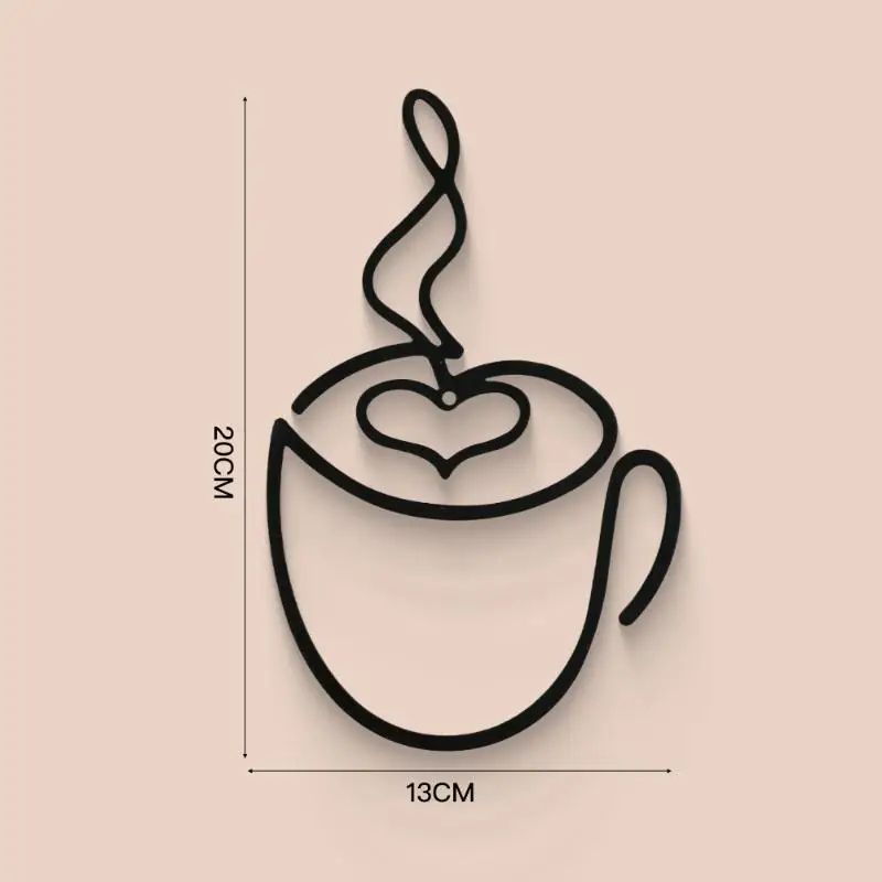 Modern coffee cup wall art for Kitchen and Coffee Bar – Black metal coffee wall decor