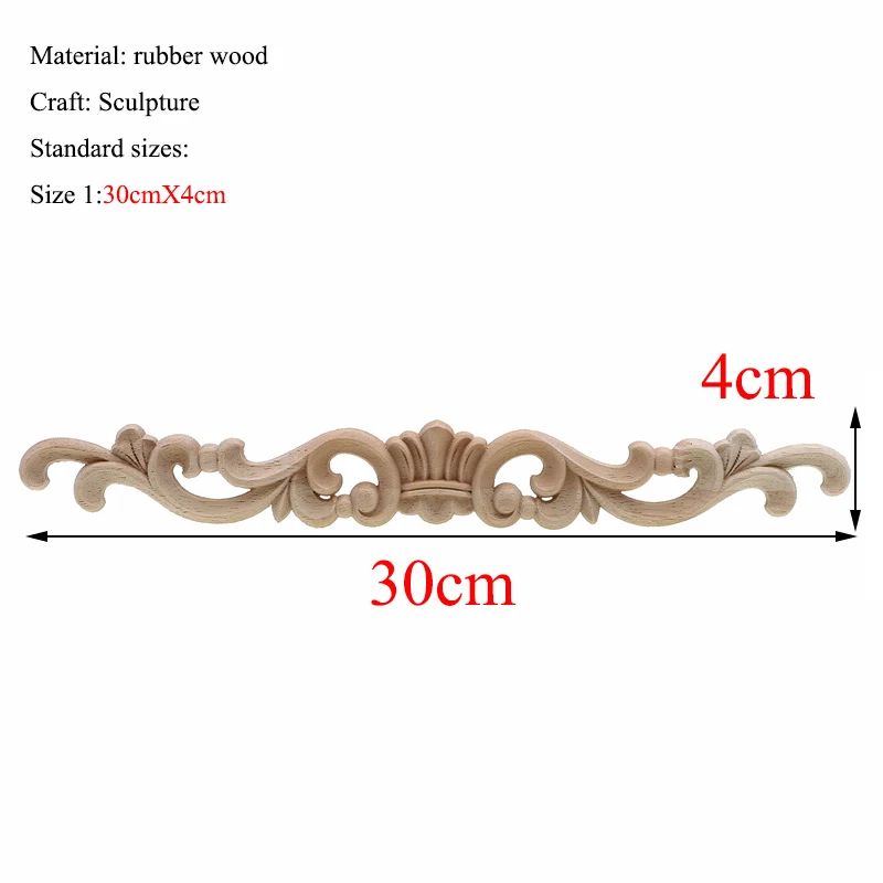 Vintage Rectangle Wood Carving Appliques for Furniture & Cabinet Decor