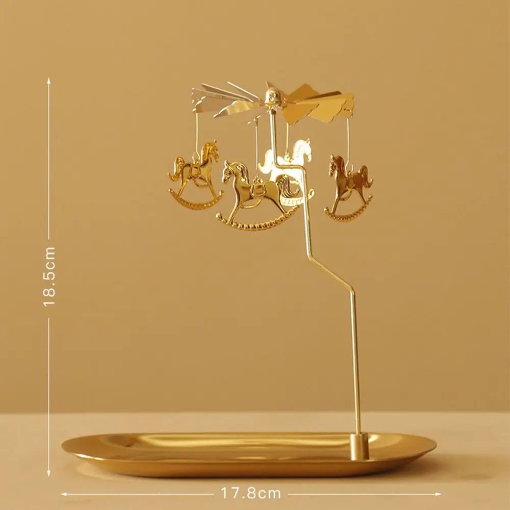 Rotating Spinning Candle Holder – Gold Metallic Carousel Tealight – High-Yield Atmospheric Interaction Hub