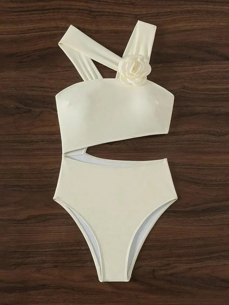 Sculpted One Shoulder Monokini Swimsuit Flattering Push Up One Piece Swimsuit for Women