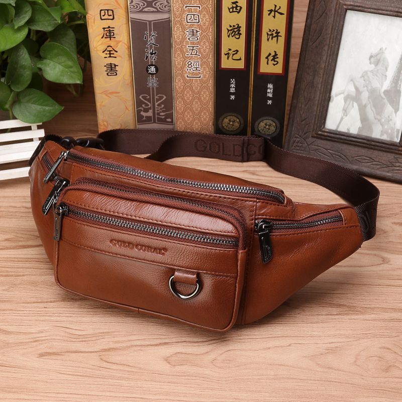 Genuine Leather Waist Fanny Pack for Men Retro Crossbody Sling Bag for Travel and Everyday Use