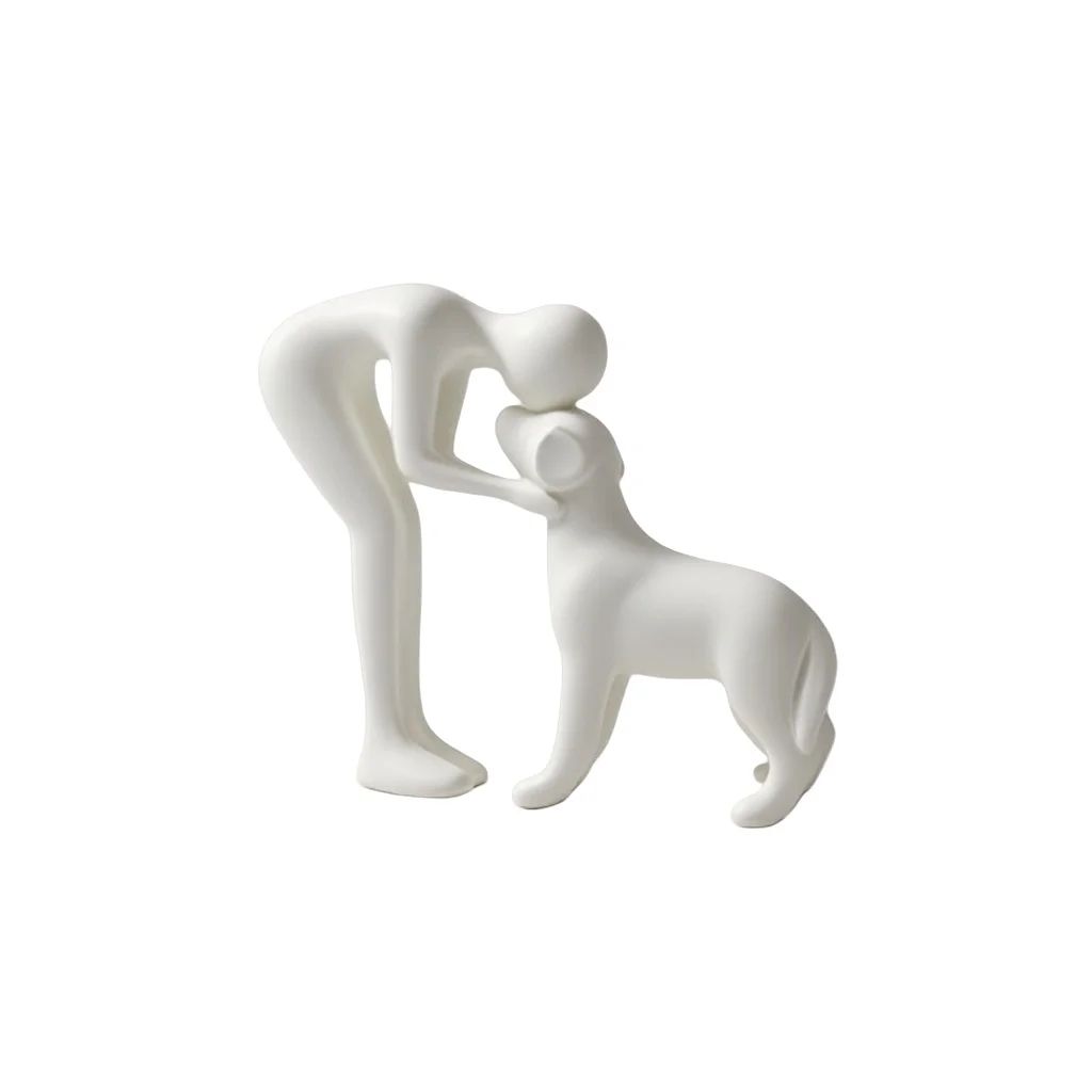Elegant Dog and Owner Statue Decor