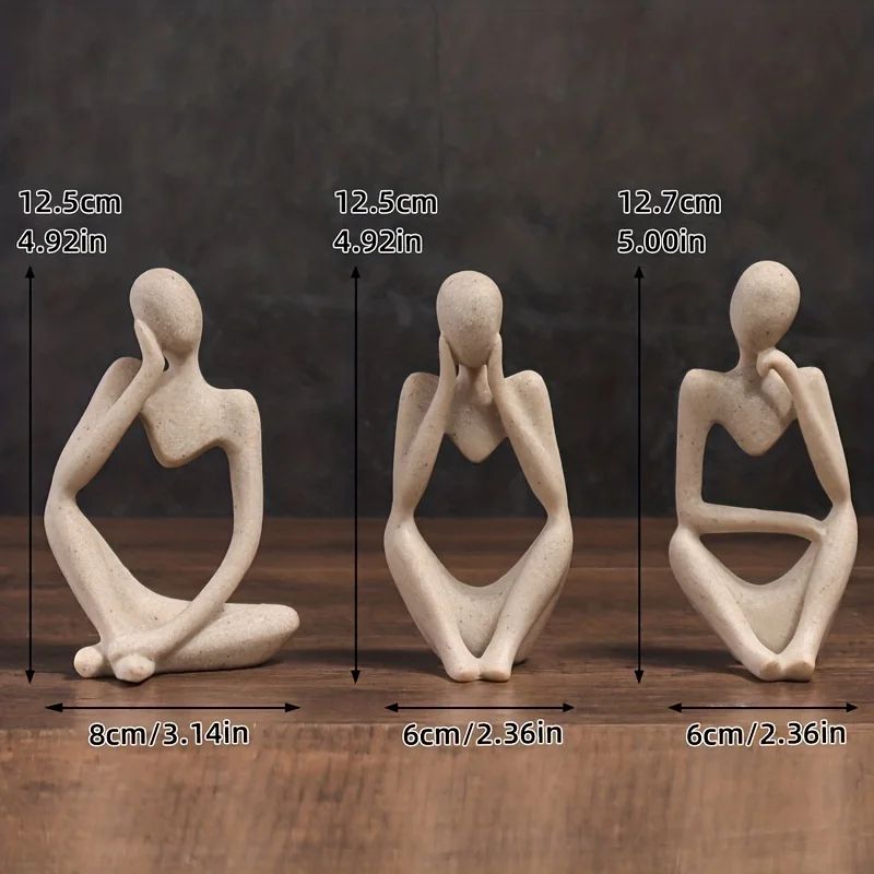 Minimalist Human Contemplation Sculpture – Modern Abstract Figurine for Home & Office Decor