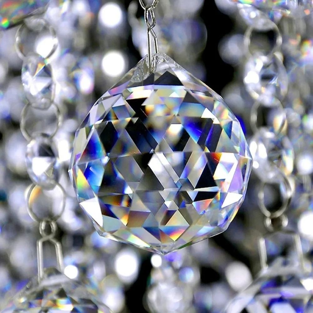 Faceted K9 Crystal Ball Prism Suncatcher – Clear Hanging Chandelier Pendant for Home Decor & Light Reflection