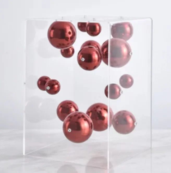 Modern Geometric Metal Ball Art Ornament with Transparent Acrylic Box Decor