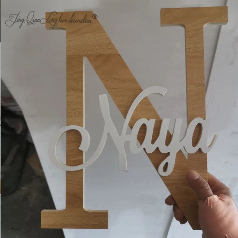 Custom Wooden Name Sign – Script Font Nursery Wall Letters for Kids Room Decor
