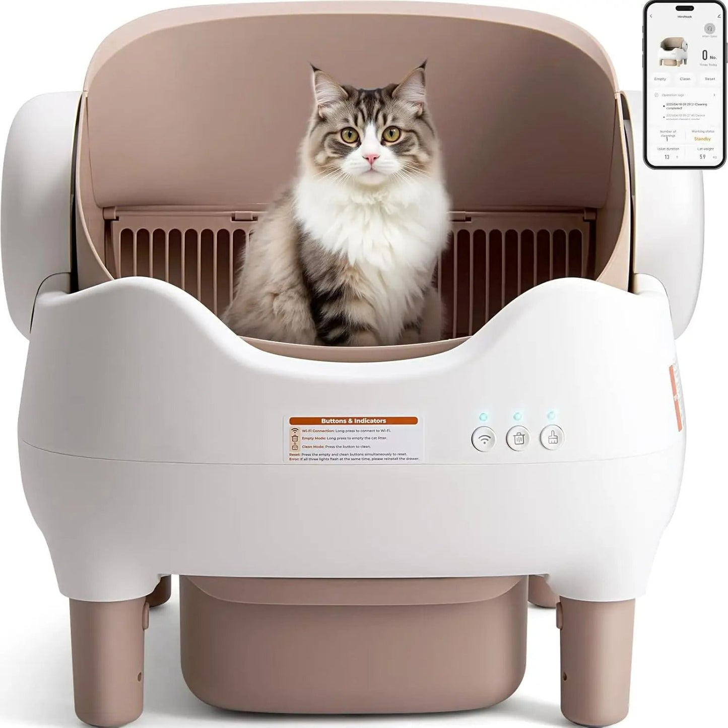 Open-Top Smart Automatic Self-Cleaning Cat Litter Box