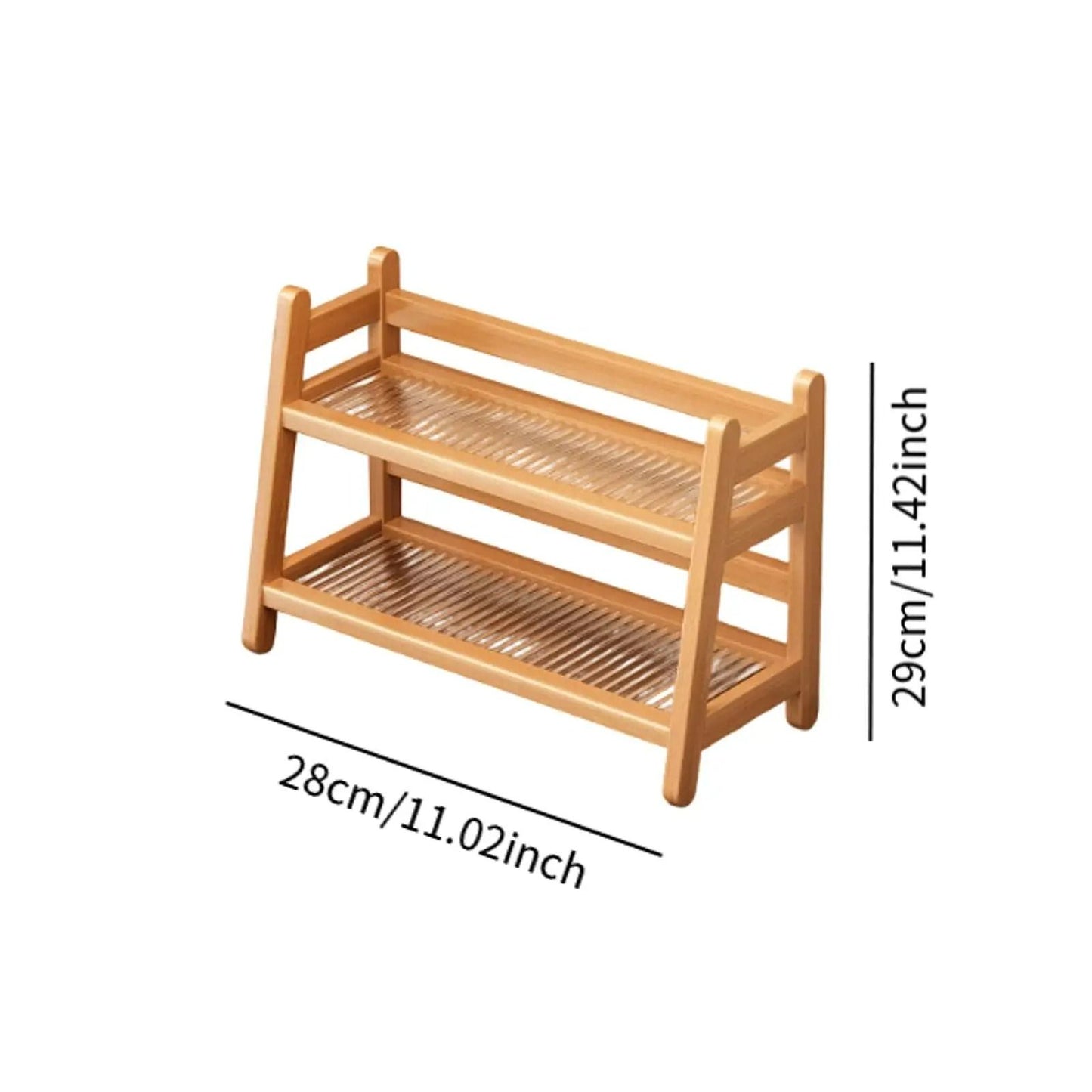 Multi-Tier Wooden Coffee Syrup & Mug Display Stand