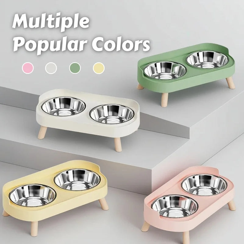 Elevated Pet Feeder with Dual Stainless Steel Bowls for Dogs & Cats