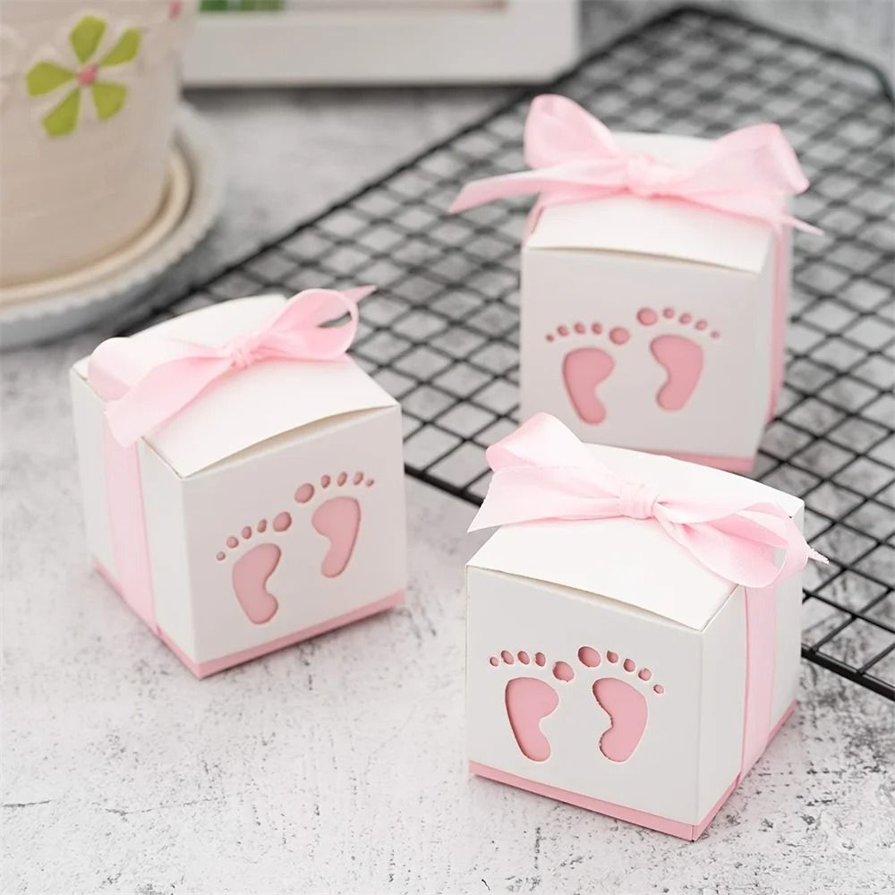 Footprint Candy Boxes for Gender Reveal Favors 15 Pack