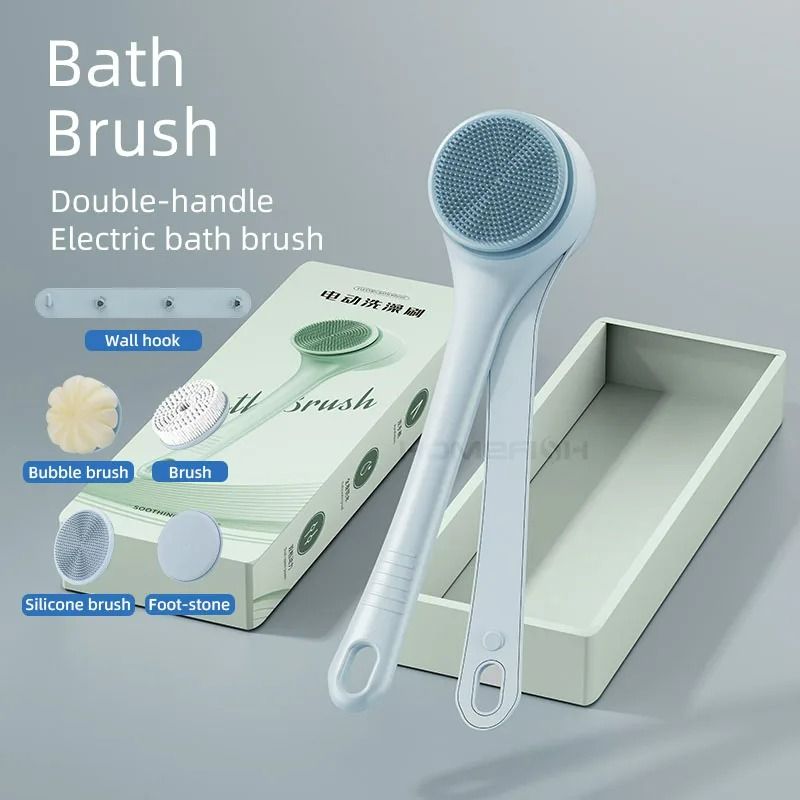 Dual-Handle Electric Bath Body Scrubber & Back Cleaning Tool
