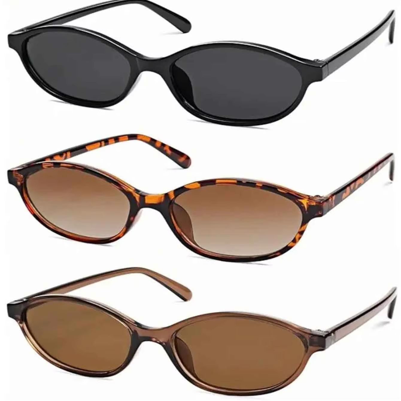 Retro Oval Sunglasses Set for Women Cat Eye UV Vintage Shades