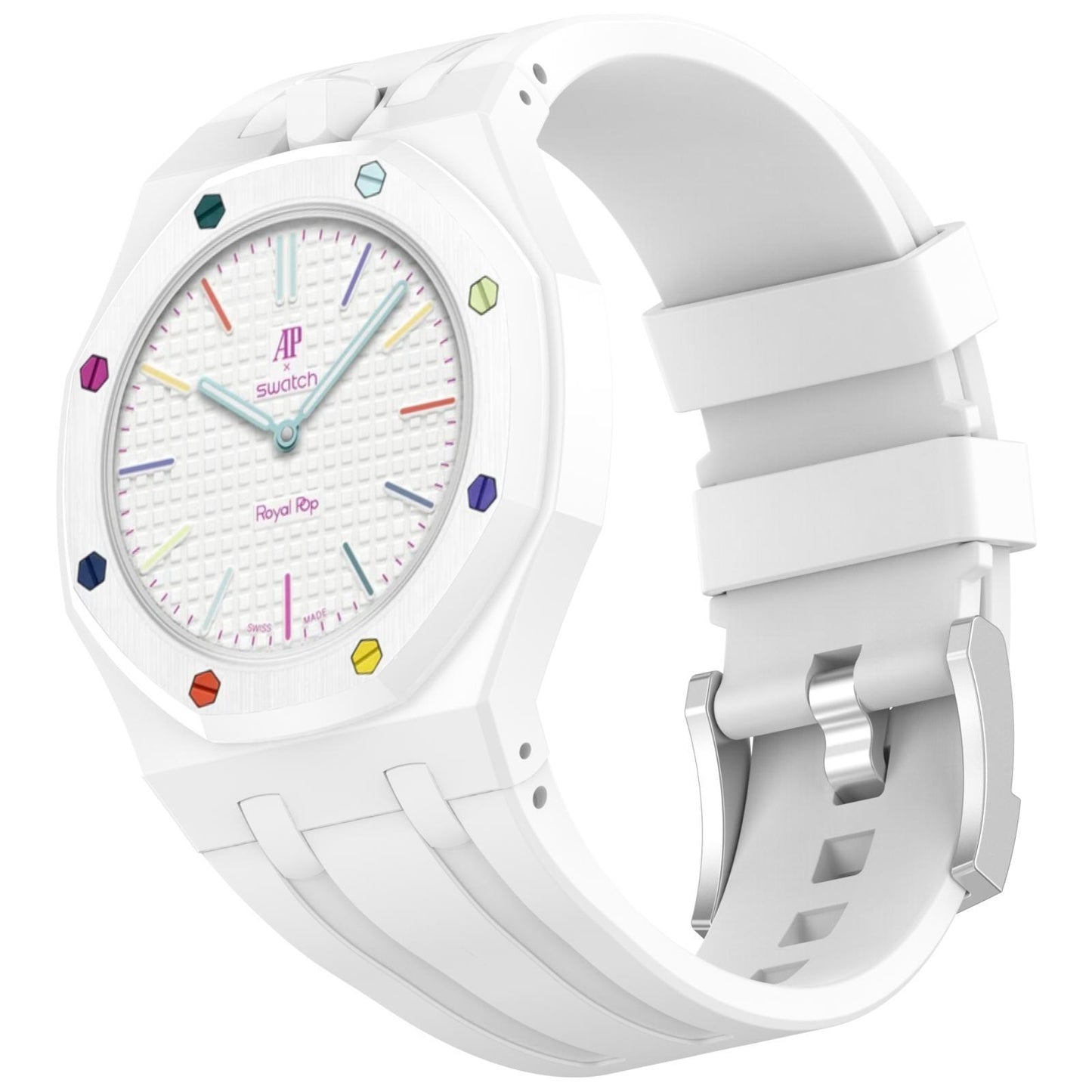 Swatch Royal Pop Silicone Watch Band with Integrated Design and Stainless Steel Pin Buckle