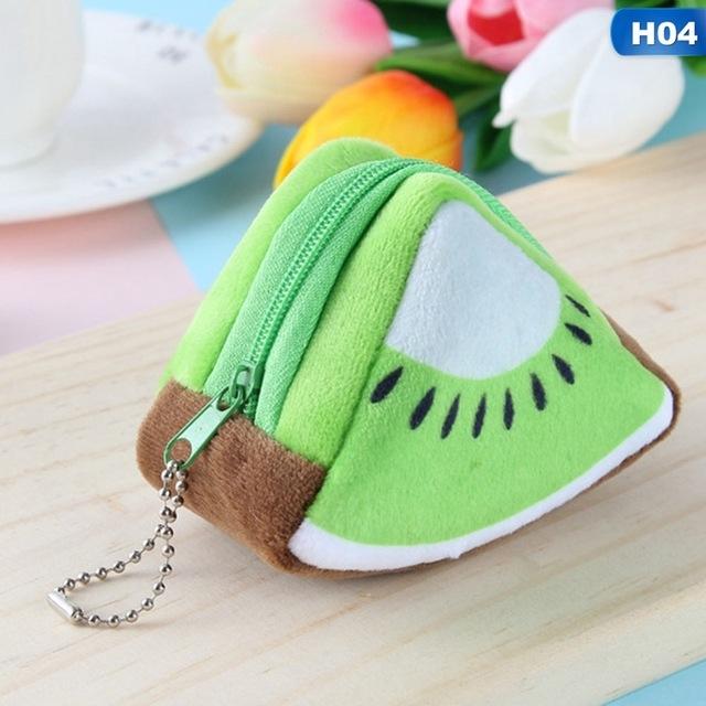 Cute Plush Fruit Coin Purse Zipper Wallet Mini Kawaii Change Pouch for Girls