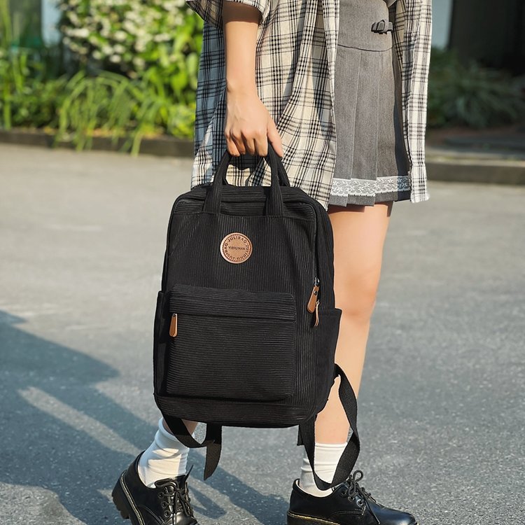 Casual Corduroy School Backpack with 14-Inch Laptop Compartment for Teens, College & Daily Travel | back to school backp