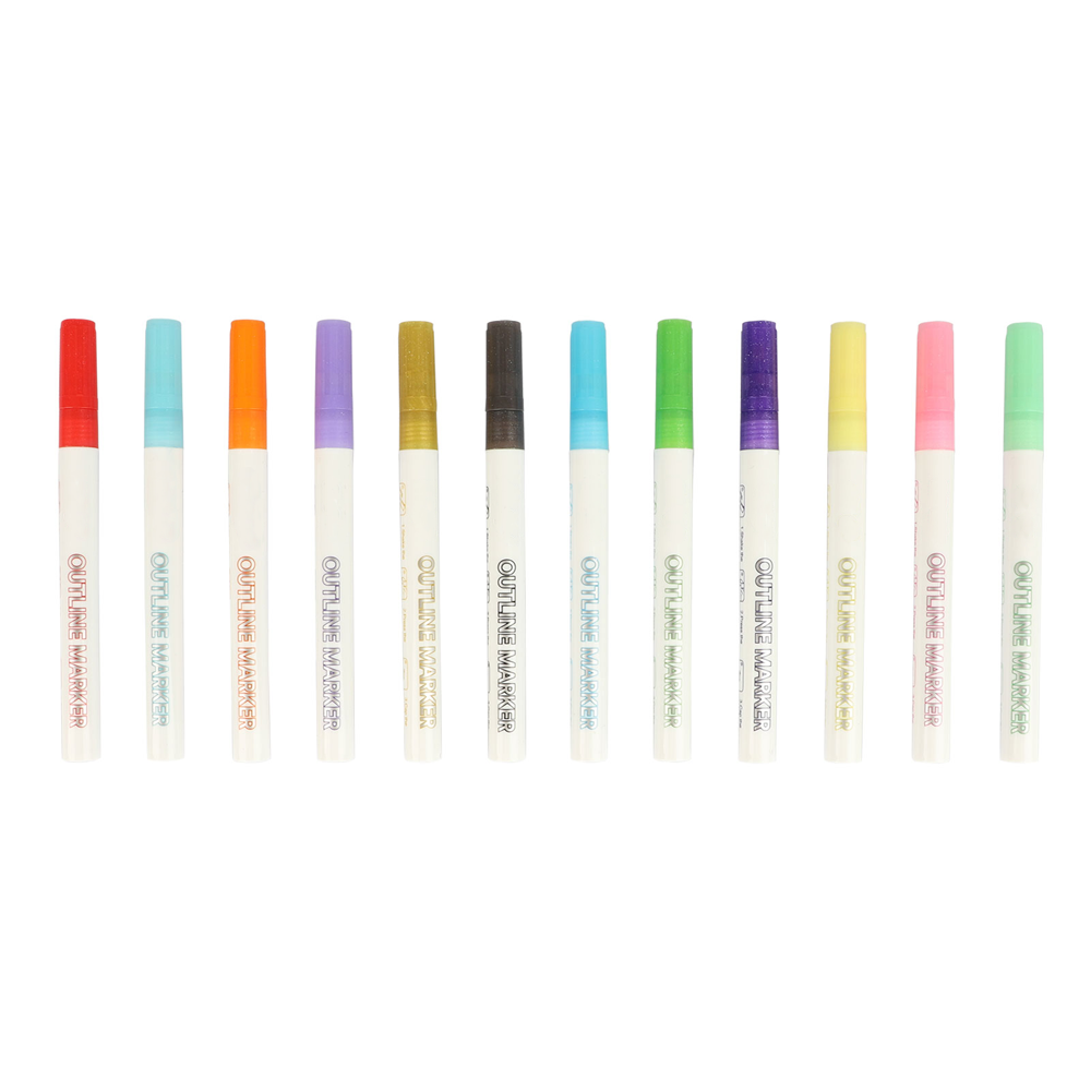 Self Outline Metallic Markers - Double Line Pens Set of 8