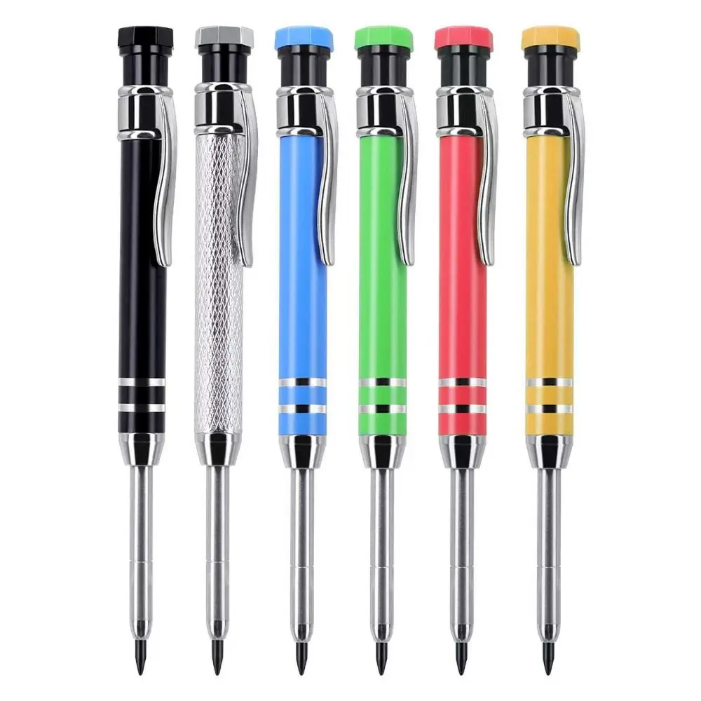 2.8mm Mechanical Pencil Deep Hole Marking Long Head Solid Carpenter Pencil Metal Built-in Sharpener Woodworking Deep-hole Marker