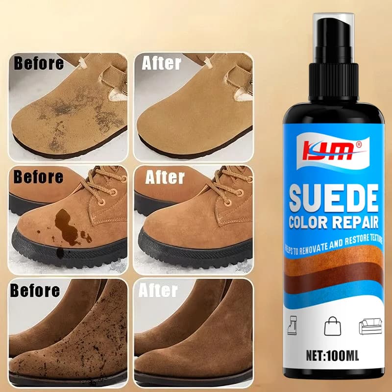 KJM 100ml Suede Color Repair Spray Instant Stain Remover And Renovator for Nubuck Shoes Boots Sneakers And Suede Bags