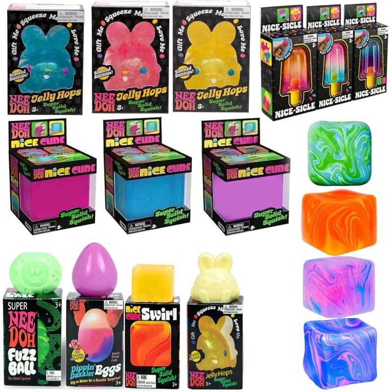 Schylling Needoh Nice Cube Sensory Fidget Cube Stress Relief Squishy Cube Anti-Anxiety Squeeze Object For Focus ADHD Population