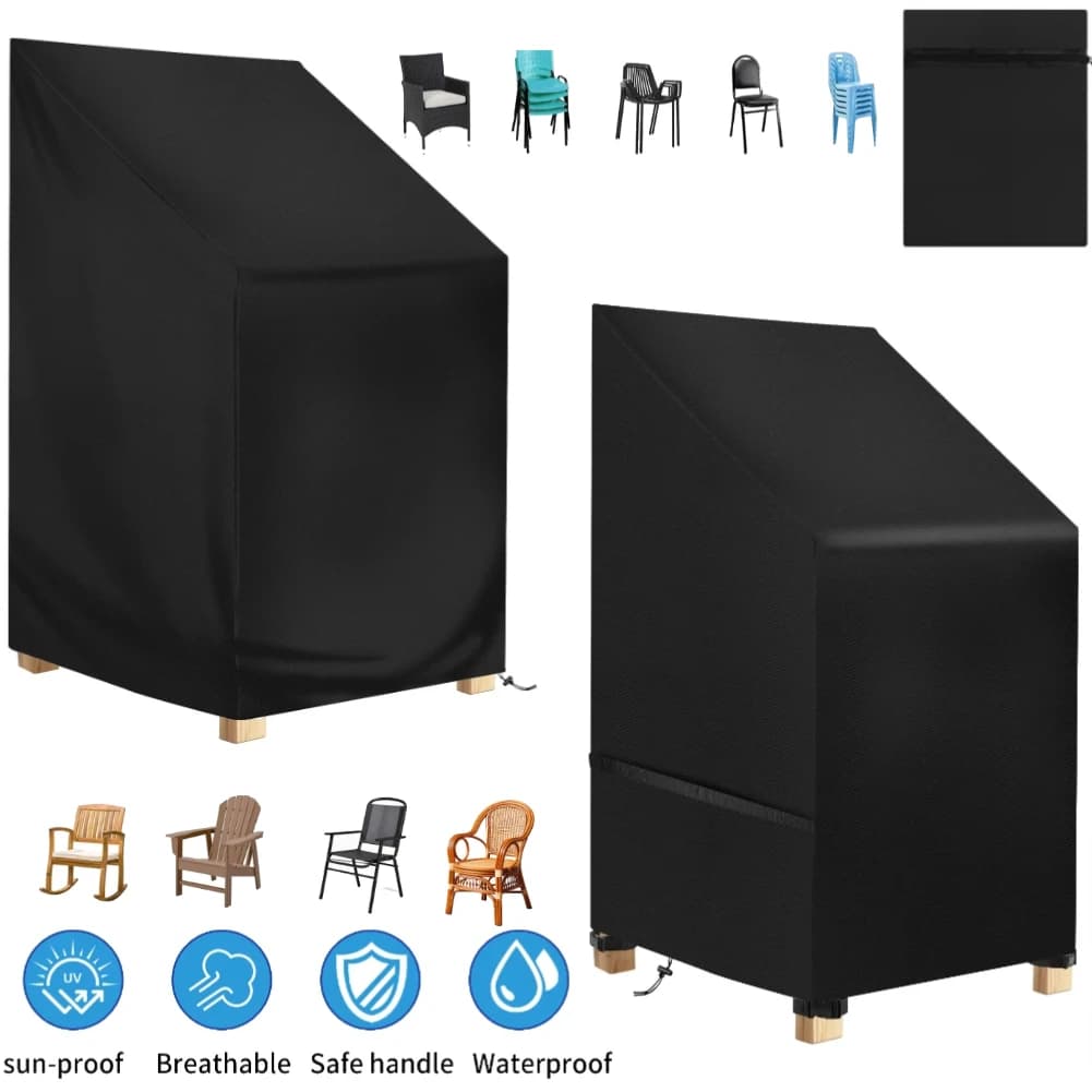 Garden Stacking Outdoor Chair Cover Waterproof 210D Oxford Rain Snow Dust Wind-Proof Anti-UV Yard Furniture Covers