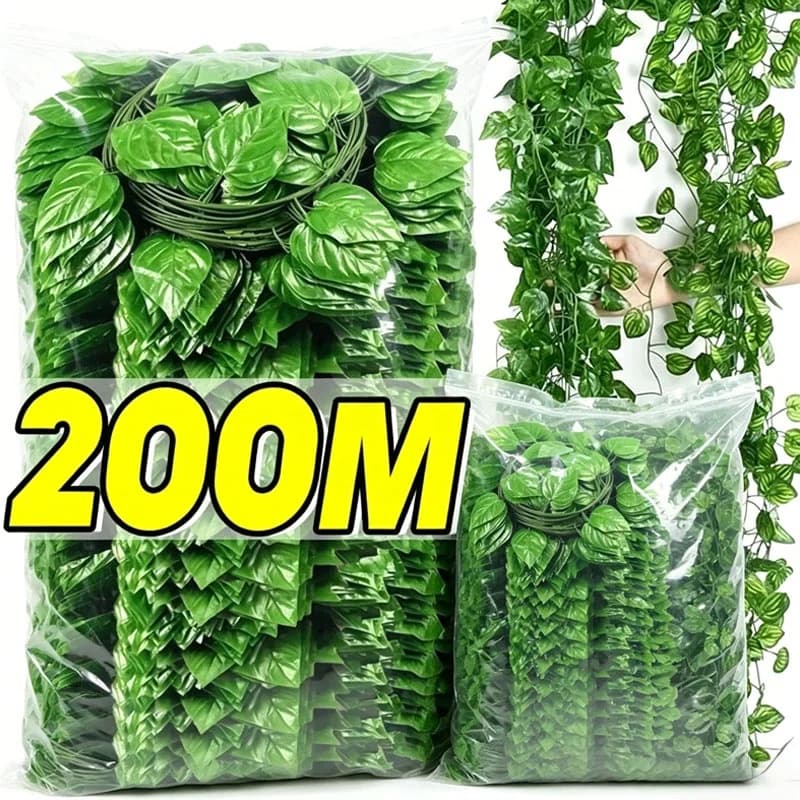 Artificial Green Ivy Leaf Rattan Creeper Leaves Vine Hanging Garland DIY Fake Flowers Plants for Garden Wedding Party Home Decor