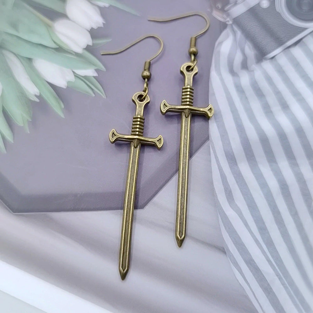 Cool Zinc Alloy Sword Earrings