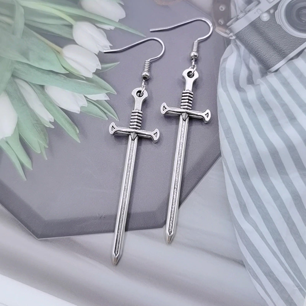 Cool Zinc Alloy Sword Earrings