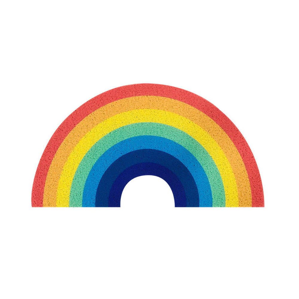 Water-resistant PVC Rainbow Floor Doormat With Anti-slip Back, 2 Sizes