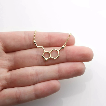Zinc Alloy Serotonin Molecule Necklace