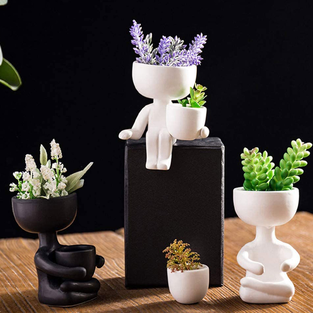 Nordic Human Shape Ceramic Succulent Planter Pots for Home & Office Decor