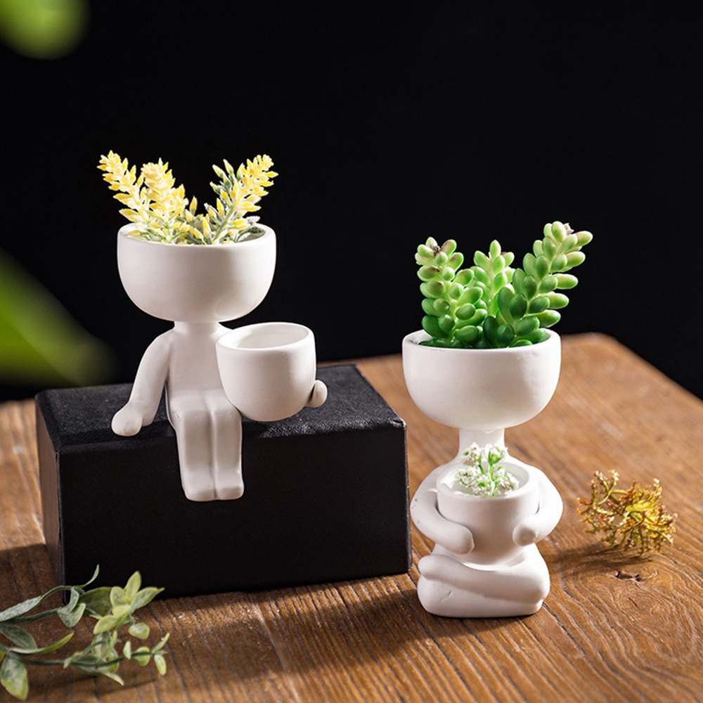 Nordic Human Shape Ceramic Succulent Planter Pots for Home & Office Decor