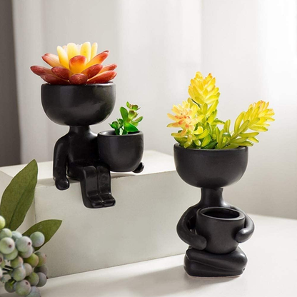 Nordic Human Shape Ceramic Succulent Planter Pots for Home & Office Decor