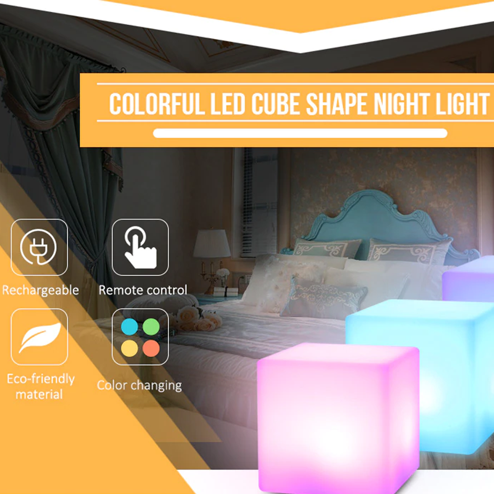 Color Changing LED Cube Light With Remote Control