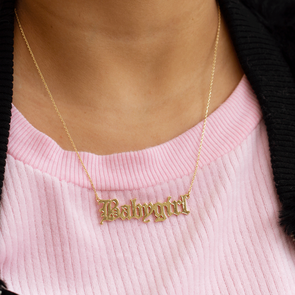 Old English Babygirl Pendant Necklace