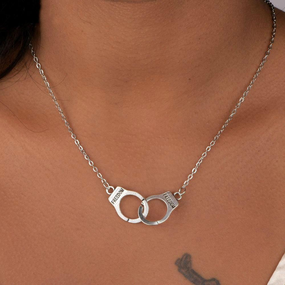 Edgy Unisex Handcuff Necklace Chain Pendant