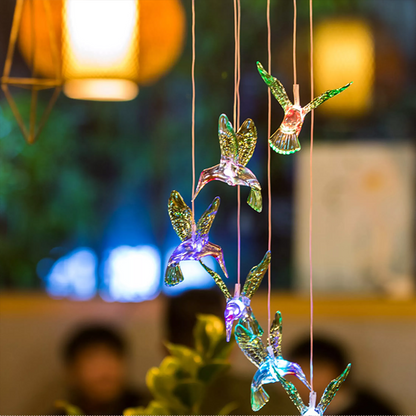 Solar Hummingbird Wind Chimes – Hanging Solar Hummingbird Lights for Indoor & Outdoor Decor, Gift for Garden Lovers