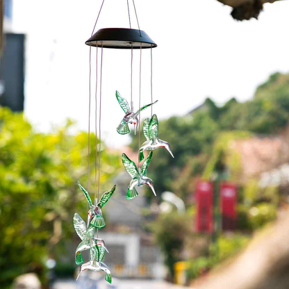 Solar Hummingbird Wind Chimes – Hanging Solar Hummingbird Lights for Indoor & Outdoor Decor, Gift for Garden Lovers